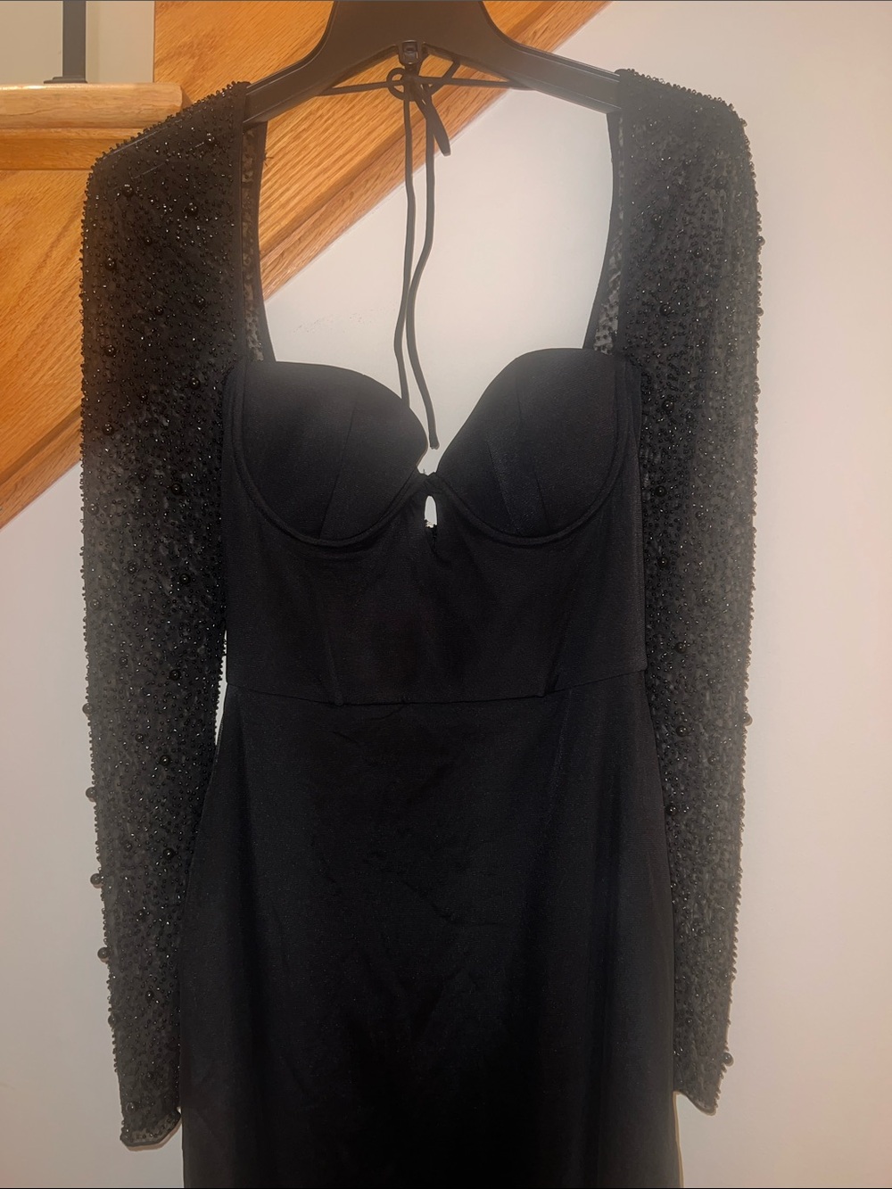 Black Evening Gown with Beaded arms